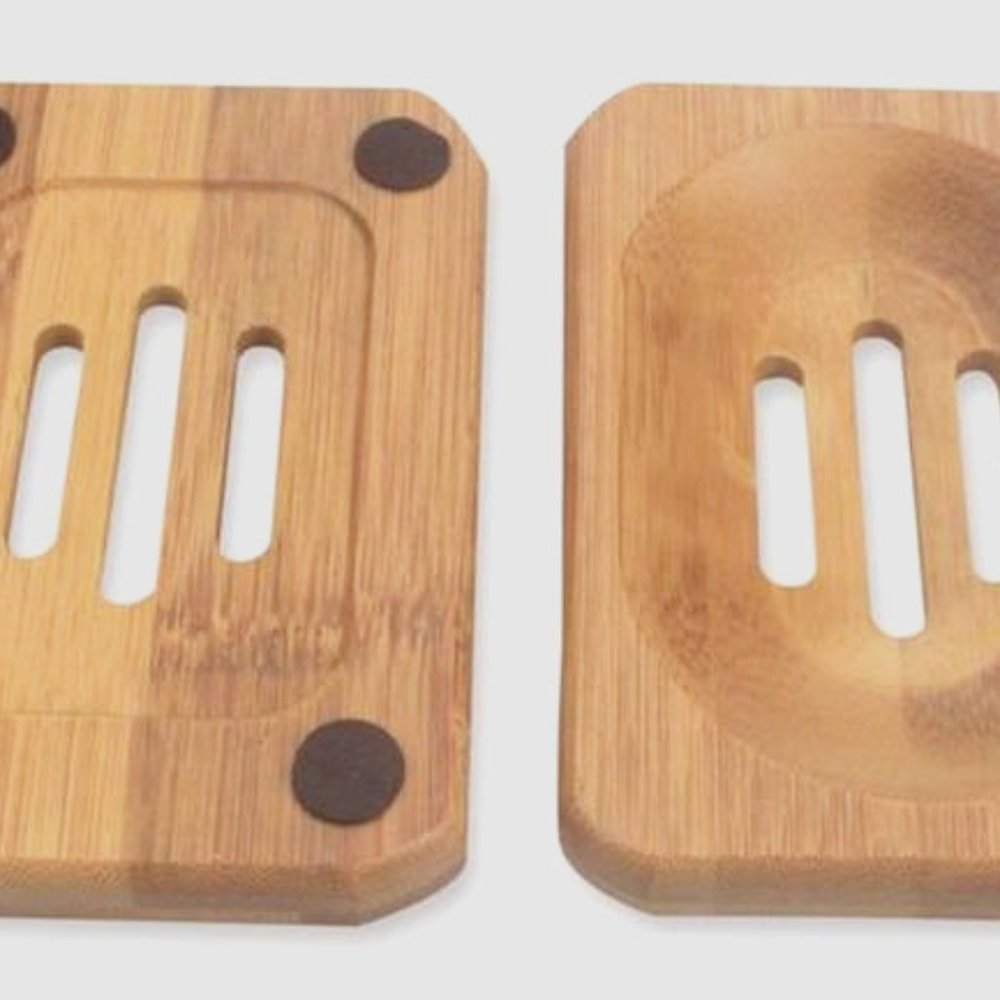 Bamboo Soap Dish Sleek, Stylish and Eco- Friendly Set of 2